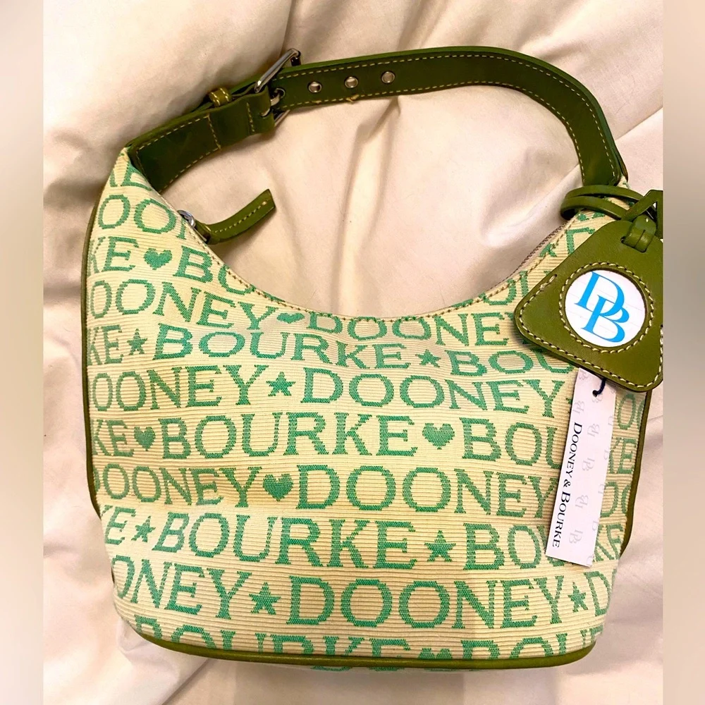 NWT Dooney & Bourke Monogram Hearts and Stars Adjustable Hobo Shoulder Bag